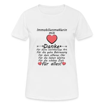 Danke Dankeschön an Immobilienmaklerin Maklerin - Frauen T-Shirt atmungsaktiv - Weiß - Vorne - AI Model Female 172 dark (172cm)