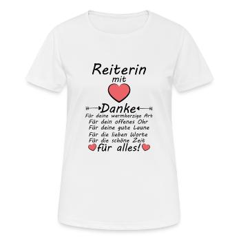 Danke Dankeschön an Reiterin zum Abschied - Frauen T-Shirt atmungsaktiv - Weiß - Vorne - AI Model Female 172 dark (172cm)