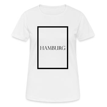 Hamburg, schlichter Statement Schriftzug - Frauen T-Shirt atmungsaktiv - Weiß - Vorne - AI Model Female 172 dark (172cm)