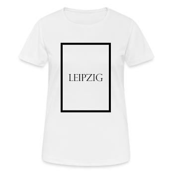Leipzig, schlichter Statement Schriftzug - Frauen T-Shirt atmungsaktiv - Weiß - Vorne - AI Model Female 172 dark (172cm)