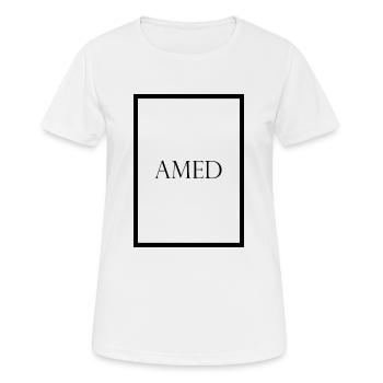 Amed, schlichter Statement Schriftzug - Frauen T-Shirt atmungsaktiv - Weiß - Vorne - AI Model Female 172 dark (172cm)