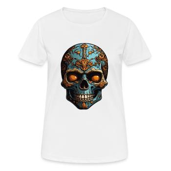 Crâne coloré décoratif avec décoration - T-shirt respirant Femme - blanc - Devant - AI Model Female 172 dark (172cm)