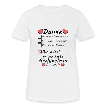 Danke an beste Architekt Abschiedsgeschenk - Frauen T-Shirt atmungsaktiv - Weiß - Vorne - AI Model Female 172 dark (172cm)