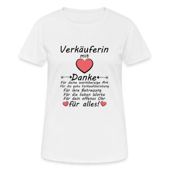 Verkäuferin Verkaufsberatung Danke Sagen Abschied - Frauen T-Shirt atmungsaktiv - Weiß - Vorne - AI Model Female 172 dark (172cm)