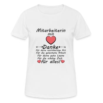Danke Sagen an Mitarbeiterin zum Abschied Rente - Frauen T-Shirt atmungsaktiv - Weiß - Vorne - AI Model Female 172 dark (172cm)