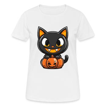 Katze Halloween Kater - Frauen T-Shirt atmungsaktiv - Weiß - Vorne - AI Model Female 172 dark (172cm)