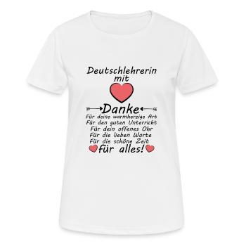 Danke an Deutschlehrerin Abschiedsgeschenk - Frauen T-Shirt atmungsaktiv - Weiß - Vorne - AI Model Female 172 dark (172cm)