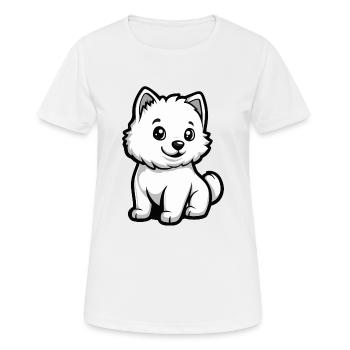 Samoyed Dog Comic Cute - Women's Breathable T-Shirt - white - Front - AI Model Female 172 dark (172cm)