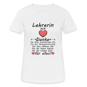 Ukulele Lehrerin Danke Dankeschön sagen Abschied - Frauen T-Shirt atmungsaktiv - Weiß - Vorne - AI Model Female 172 dark (172cm)