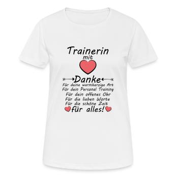 Personal Trainerin Training Danke sagen Abschied - Frauen T-Shirt atmungsaktiv - Weiß - Vorne - AI Model Female 172 dark (172cm)