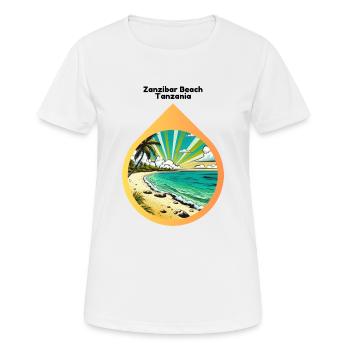 KI-Design: Traumhafter Zanzibar-Strand in Bildern - Frauen T-Shirt atmungsaktiv - Weiß - Vorne - AI Model Female 172 dark (172cm)