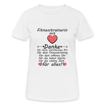 Danke an Fitnesstrainerin Abschiedsgeschenk - Frauen T-Shirt atmungsaktiv - Weiß - Vorne - AI Model Female 172 dark (172cm)