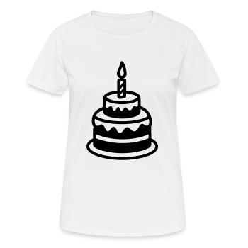 Gateau d'anniversaire - T-shirt respirant Femme - blanc - Devant - AI Model Female 172 dark (172cm)