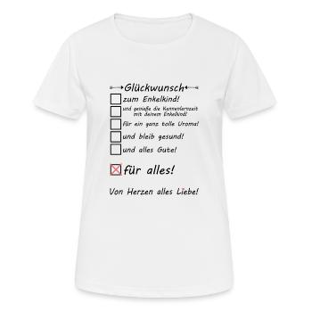 Uroma Glückwunsch zum Enkel Enkelin Enkelkind - Frauen T-Shirt atmungsaktiv - Weiß - Vorne - AI Model Female 172 dark (172cm)