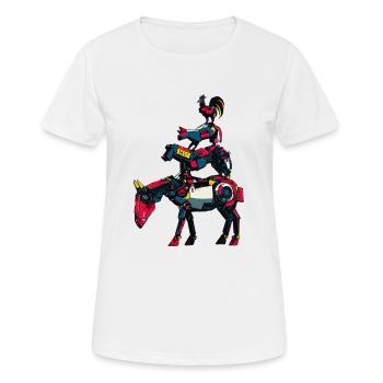 Stadtmusikanten "Comic Robot" - Frauen T-Shirt atmungsaktiv - Weiß - Vorne - AI Model Female 172 dark (172cm)