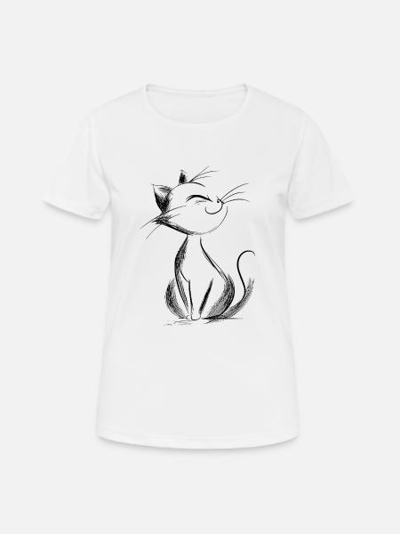 Happy Kitty Illustration - Women's Breathable T-Shirt - white