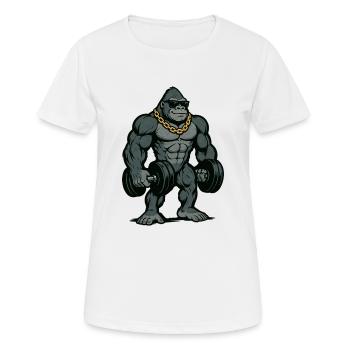 gorilla fitness comic - Frauen T-Shirt atmungsaktiv - Weiß - Vorne - AI Model Female 172 dark (172cm)