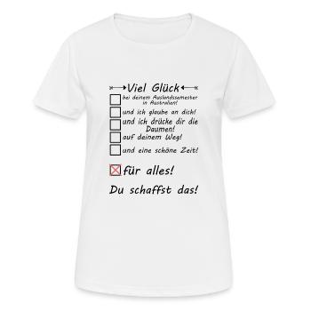 Australien Auslandssemester - Semester Studieren - Frauen T-Shirt atmungsaktiv - Weiß - Vorne - AI Model Female 172 dark (172cm)