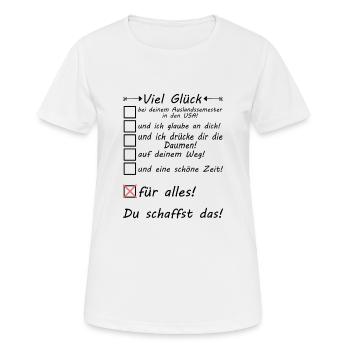 USA Amerika Auslandssemester - Semester Studieren - Frauen T-Shirt atmungsaktiv - Weiß - Vorne - AI Model Female 172 dark (172cm)