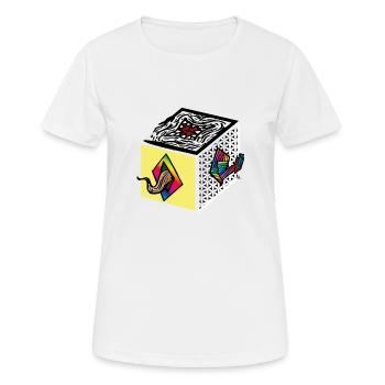 El CUBE - Frauen T-Shirt atmungsaktiv - Weiß - Vorne - AI Model Female 172 dark (172cm)