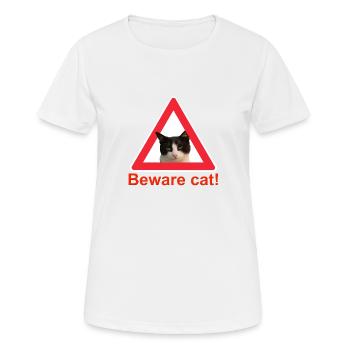 Attention chat signe de trafic chat dame - T-shirt respirant Femme - blanc - Devant - AI Model Female 172 dark (172cm)