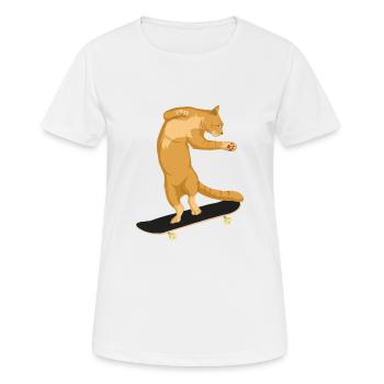 Katze auf Skateboard | Katzen | Skater, sk8 - Frauen T-Shirt atmungsaktiv - Weiß - Vorne - AI Model Female 172 dark (172cm)