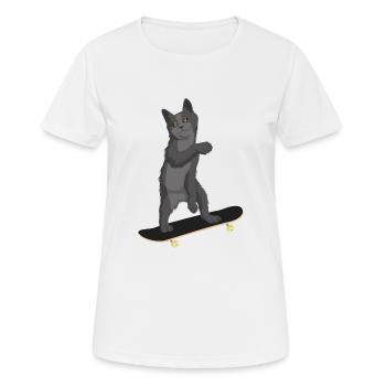 Katze auf einem Skateboard | Katzen | Skater, sk8 - Frauen T-Shirt atmungsaktiv - Weiß - Vorne - AI Model Female 172 dark (172cm)