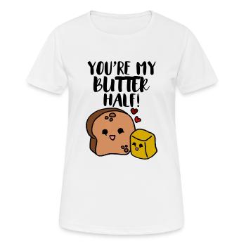 Tu es mon beurre aidé - T-shirt respirant Femme - blanc - Devant - AI Model Female 172 dark (172cm)