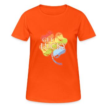 GET LUCKY - Women's Breathable T-Shirt - neon orange - Front - AI Model Female 172 dark (172cm)