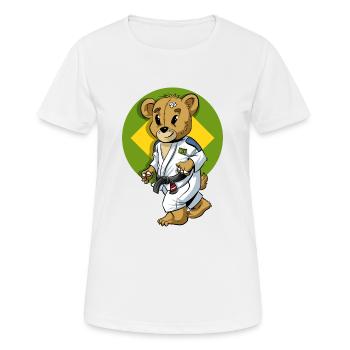 BJJ Brazilian Jiu-Jitsu Maskottchen - Frauen T-Shirt atmungsaktiv - Weiß - Vorne - AI Model Female 172 dark (172cm)