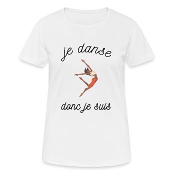 je danse donc je suis cadeau anniversaire femme - T-shirt respirant Femme - blanc - Devant - AI Model Female 172 dark (172cm)