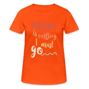 Texel Inselurlaub - Frauen T-Shirt atmungsaktiv - Neonorange - Vorne - AI Model Female 172 dark (172cm)