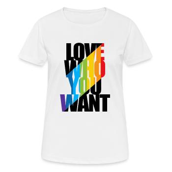 Love who you want LGBTQ Pride Month Gay - T-shirt respirant Femme - blanc - Devant - AI Model Female 172 dark (172cm)
