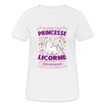 Je suis Une Princesse Licorne Humour 2 - T-shirt respirant Femme - blanc - Devant - AI Model Female 172 dark (172cm)