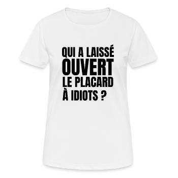 placard à idiots - T-shirt respirant Femme - blanc - Devant - AI Model Female 172 dark (172cm)