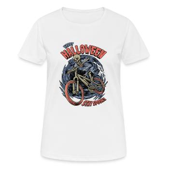 Halloween skeleton rides a bike - Women's Breathable T-Shirt - white - Front - AI Model Female 172 dark (172cm)