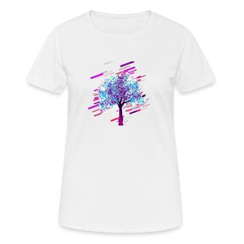 Baum Herbst 80er Retro Violett - Frauen T-Shirt atmungsaktiv - Weiß - Vorne - AI Model Female 172 dark (172cm)