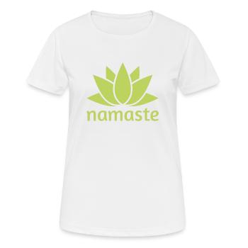NAMASTE Lotusblüte Yoga Shirt Meditation Yoga - Frauen T-Shirt atmungsaktiv - Weiß - Vorne - AI Model Female 172 dark (172cm)