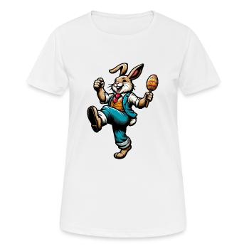 Osterhase singend - Frauen T-Shirt atmungsaktiv - Weiß - Vorne - AI Model Female 172 dark (172cm)