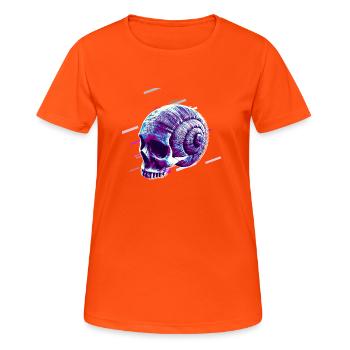 Schädel Horn 80er Retro Violett - Frauen T-Shirt atmungsaktiv - Neonorange - Vorne - AI Model Female 172 dark (172cm)