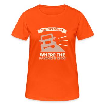 Lustiges Geländewagen Offroad Auto 4x4 Geschenk - Frauen T-Shirt atmungsaktiv - Neonorange - Vorne - AI Model Female 172 dark (172cm)