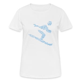 Skigebiete, Wortwolke, Snowboard - Frauen T-Shirt atmungsaktiv - Weiß - Vorne - AI Model Female 172 dark (172cm)