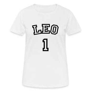 Zodiac Line "Trikot-Style" - Leo - Frauen T-Shirt atmungsaktiv - Weiß - Vorne - AI Model Female 172 dark (172cm)