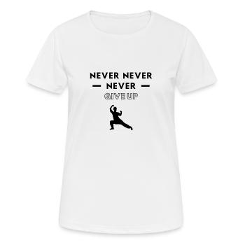 Karaté: Ne jamais abandonner. - T-shirt respirant Femme - blanc - Devant - AI Model Female 172 dark (172cm)