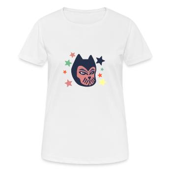 Galaktische Katze - Frauen T-Shirt atmungsaktiv - Weiß - Vorne - AI Model Female 172 dark (172cm)