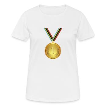Médaille d’or, médaille , gagnant - T-shirt respirant Femme - blanc - Devant - AI Model Female 172 dark (172cm)