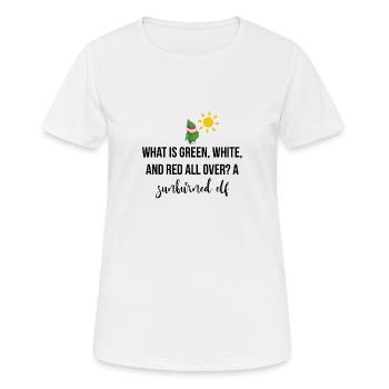 What is green, white and red all over? - Women's Breathable T-Shirt - white - Front - AI Model Female 172 dark (172cm)