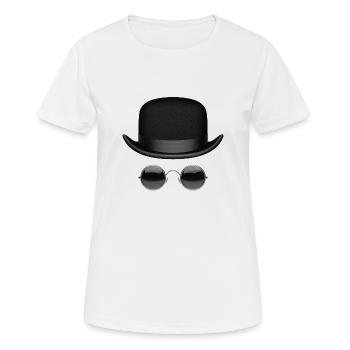 Chapeau et lunettes - T-shirt respirant Femme - blanc - Devant - AI Model Female 172 dark (172cm)