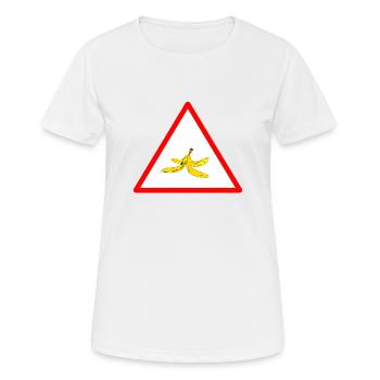 Attention banana peel - Women's Breathable T-Shirt - white - Front - AI Model Female 172 dark (172cm)