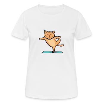 Katze beim Sport - Frauen T-Shirt atmungsaktiv - Weiß - Vorne - AI Model Female 172 dark (172cm)